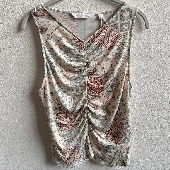 Soft Joie Tops - Soft Joie Quinn Sleeveless Ruched Top in Porcelain Sage Multicolored - Large